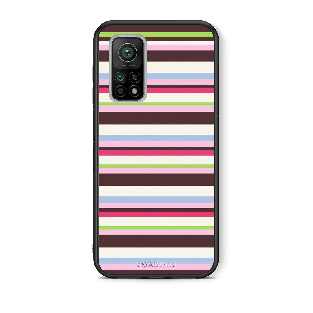 Θήκη Xiaomi Mi 10T / 10T Pro Multicolour Horizontal Stripes από τη Smartfits με σχέδιο στο πίσω μέρος και μαύρο περίβλημα | Xiaomi Mi 10T / 10T Pro Multicolour Horizontal Stripes case with colorful back and black bezels
