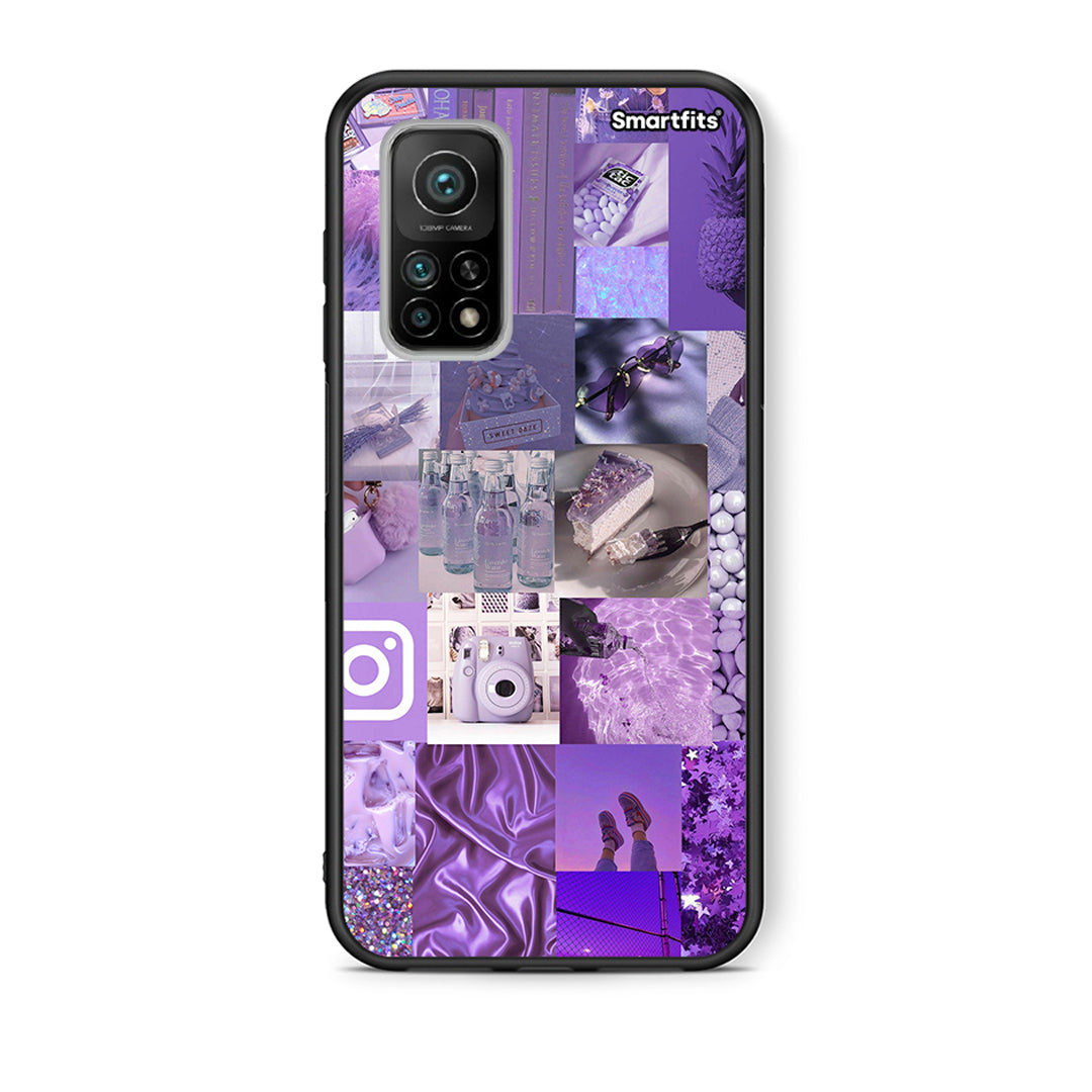 Θήκη Xiaomi Mi 10T/10T Pro Purple Aesthetic Collage από τη Smartfits με σχέδιο στο πίσω μέρος και μαύρο περίβλημα | Xiaomi Mi 10T/10T Pro Purple Aesthetic Collage case with colorful back and black bezels