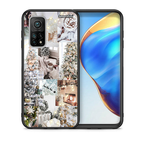 Θήκη Xiaomi Mi 10T/10T Pro White Christmas από τη Smartfits με σχέδιο στο πίσω μέρος και μαύρο περίβλημα | Xiaomi Mi 10T/10T Pro White Christmas case with colorful back and black bezels