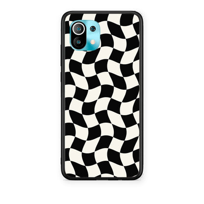 Θήκη Xiaomi Mi 11 / 11 Pro Black and Cream Wavy Checkerboard από τη Smartfits με σχέδιο στο πίσω μέρος και μαύρο περίβλημα | Xiaomi Mi 11 / 11 Pro Black and Cream Wavy Checkerboard case with colorful back and black bezels