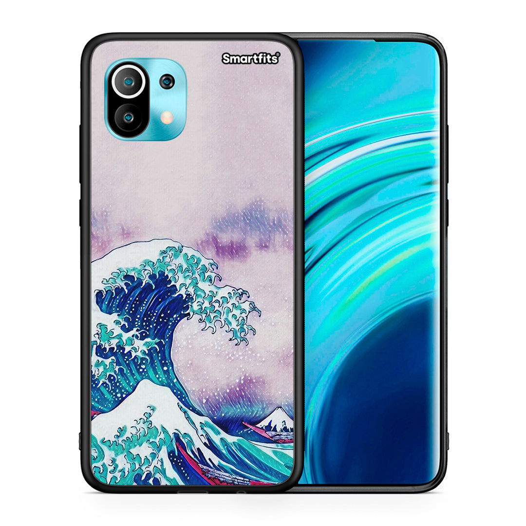 Θήκη Xiaomi Mi 11 Blue Waves από τη Smartfits με σχέδιο στο πίσω μέρος και μαύρο περίβλημα | Xiaomi Mi 11 Blue Waves case with colorful back and black bezels