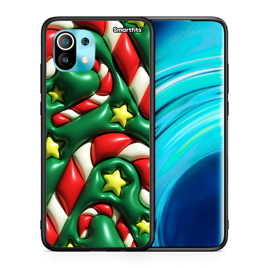 Θήκη Xiaomi Mi 11 Christmas Bubbles από τη Smartfits με σχέδιο στο πίσω μέρος και μαύρο περίβλημα | Xiaomi Mi 11 Christmas Bubbles case with colorful back and black bezels
