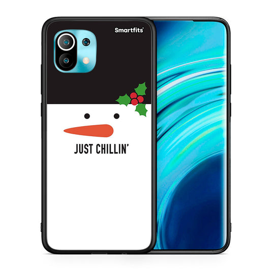 Θήκη Xiaomi Mi 11 Christmas Chillin από τη Smartfits με σχέδιο στο πίσω μέρος και μαύρο περίβλημα | Xiaomi Mi 11 Christmas Chillin case with colorful back and black bezels