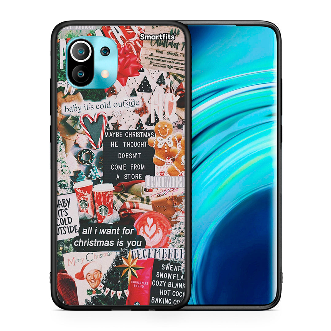 Θήκη Xiaomi Mi 11 Christmas Happiness από τη Smartfits με σχέδιο στο πίσω μέρος και μαύρο περίβλημα | Xiaomi Mi 11 Christmas Happiness case with colorful back and black bezels