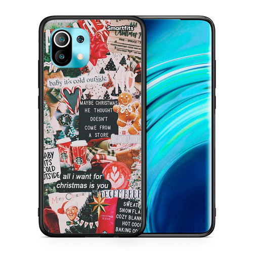Θήκη Xiaomi Mi 11 Christmas Happiness από τη Smartfits με σχέδιο στο πίσω μέρος και μαύρο περίβλημα | Xiaomi Mi 11 Christmas Happiness case with colorful back and black bezels