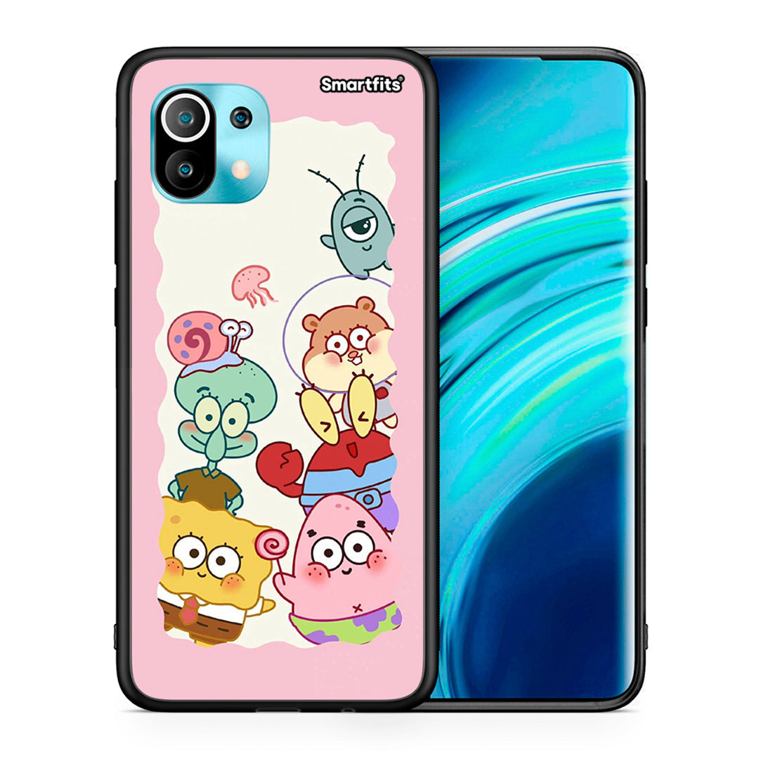 Θήκη Xiaomi Mi 11 Cute Companion από τη Smartfits με σχέδιο στο πίσω μέρος και μαύρο περίβλημα | Xiaomi Mi 11 Cute Companion case with colorful back and black bezels