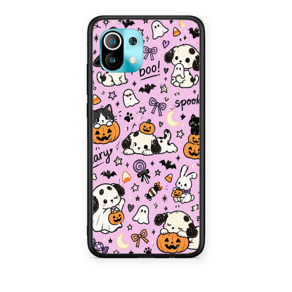 Θήκη Xiaomi Mi 11 / 11 Pro Halloween Puppies and Friends on Lilac από τη Smartfits με σχέδιο στο πίσω μέρος και μαύρο περίβλημα | Xiaomi Mi 11 / 11 Pro Halloween Puppies and Friends on Lilac case with colorful back and black bezels