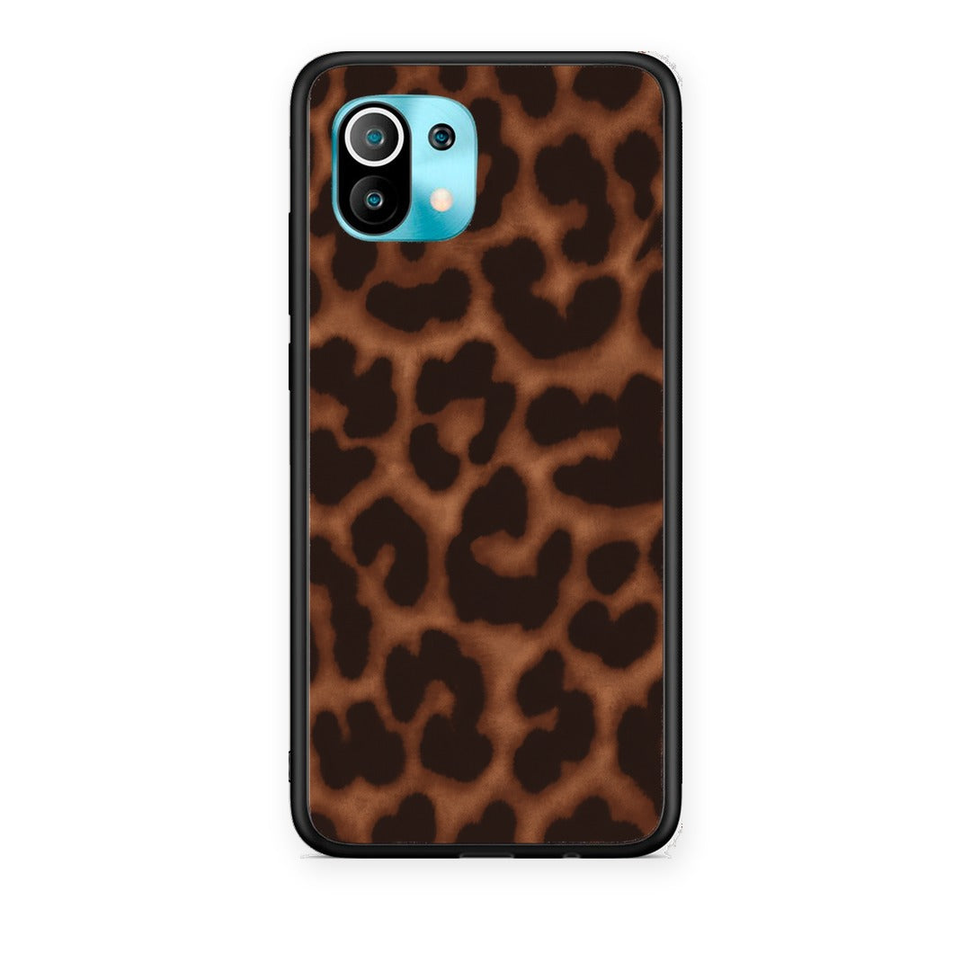 Θήκη Xiaomi Mi 11 / 11 Pro Leopard Print Dark Brown από τη Smartfits με σχέδιο στο πίσω μέρος και μαύρο περίβλημα | Xiaomi Mi 11 / 11 Pro Leopard Print Dark Brown case with colorful back and black bezels