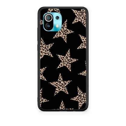 Θήκη Xiaomi Mi 11 / 11 Pro Leopard Stars on Black από τη Smartfits με σχέδιο στο πίσω μέρος και μαύρο περίβλημα | Xiaomi Mi 11 / 11 Pro Leopard Stars on Black case with colorful back and black bezels