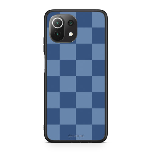 Θήκη Xiaomi 11 Lite 5G NE / Mi 11 Lite Denim Blue Checkerboard από τη Smartfits με σχέδιο στο πίσω μέρος και μαύρο περίβλημα | Xiaomi 11 Lite 5G NE / Mi 11 Lite Denim Blue Checkerboard case with colorful back and black bezels