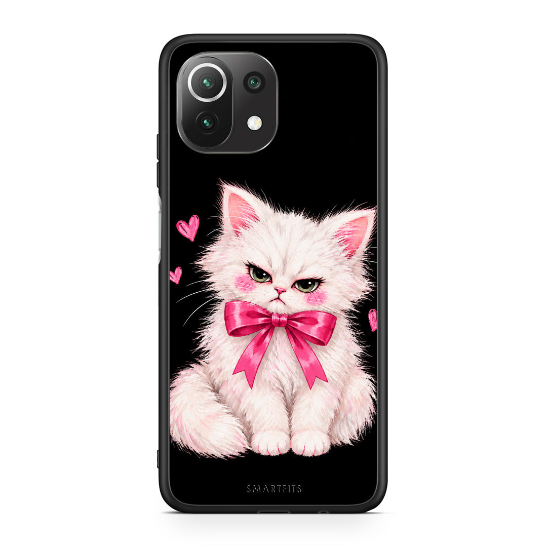 Θήκη Xiaomi 11 Lite 5G NE / Mi 11 Lite Grumpy Party Kitten on Black από τη Smartfits με σχέδιο στο πίσω μέρος και μαύρο περίβλημα | Xiaomi 11 Lite 5G NE / Mi 11 Lite Grumpy Party Kitten on Black case with colorful back and black bezels