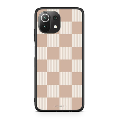 Θήκη Xiaomi 11 Lite 5G NE / Mi 11 Lite Latte and Cream Striped Checks από τη Smartfits με σχέδιο στο πίσω μέρος και μαύρο περίβλημα | Xiaomi 11 Lite 5G NE / Mi 11 Lite Latte and Cream Striped Checks case with colorful back and black bezels