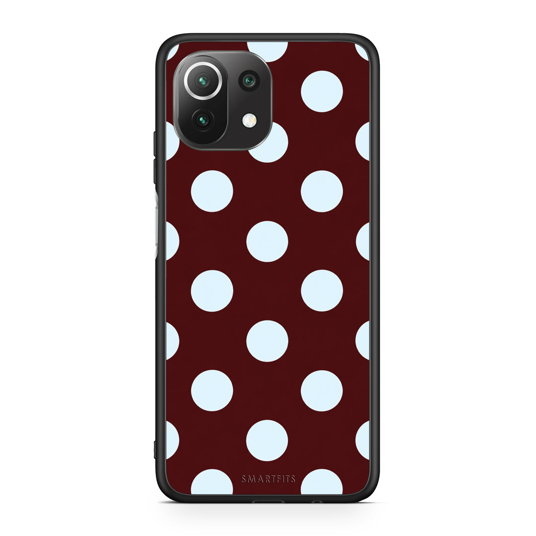 Θήκη Xiaomi 11 Lite 5G NE / Mi 11 Lite Pale Blue Large Polka Dots on Burgundy από τη Smartfits με σχέδιο στο πίσω μέρος και μαύρο περίβλημα | Xiaomi 11 Lite 5G NE / Mi 11 Lite Pale Blue Large Polka Dots on Burgundy case with colorful back and black bezels