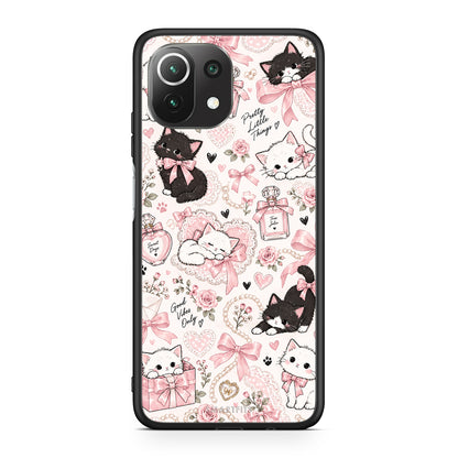 Θήκη Xiaomi 11 Lite 5G NE / Mi 11 Lite Pink Bows and Kittens Collage από τη Smartfits με σχέδιο στο πίσω μέρος και μαύρο περίβλημα | Xiaomi 11 Lite 5G NE / Mi 11 Lite Pink Bows and Kittens Collage case with colorful back and black bezels