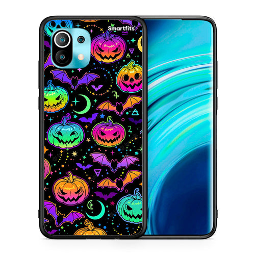 Θήκη Xiaomi Mi 11 Neon Halloween από τη Smartfits με σχέδιο στο πίσω μέρος και μαύρο περίβλημα | Xiaomi Mi 11 Neon Halloween case with colorful back and black bezels