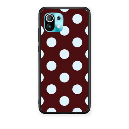 Θήκη Xiaomi Mi 11 / 11 Pro Pale Blue Large Polka Dots on Burgundy από τη Smartfits με σχέδιο στο πίσω μέρος και μαύρο περίβλημα | Xiaomi Mi 11 / 11 Pro Pale Blue Large Polka Dots on Burgundy case with colorful back and black bezels