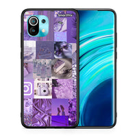 Thumbnail for Θήκη Xiaomi Mi 11 Purple Aesthetic Collage από τη Smartfits με σχέδιο στο πίσω μέρος και μαύρο περίβλημα | Xiaomi Mi 11 Purple Aesthetic Collage case with colorful back and black bezels