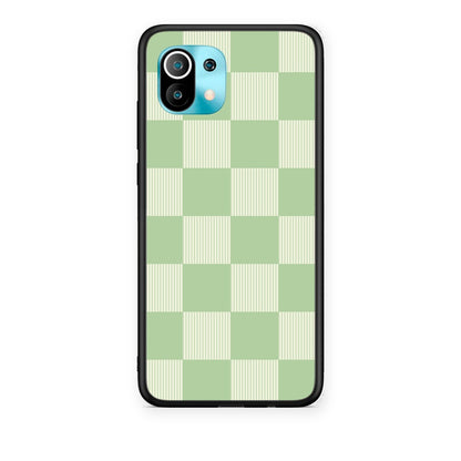 Θήκη Xiaomi Mi 11 / 11 Pro Sage and Cream Striped Checks από τη Smartfits με σχέδιο στο πίσω μέρος και μαύρο περίβλημα | Xiaomi Mi 11 / 11 Pro Sage and Cream Striped Checks case with colorful back and black bezels