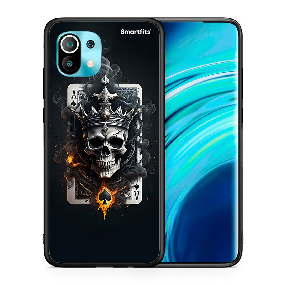 Θήκη Xiaomi Mi 11 Skull King Ace από τη Smartfits με σχέδιο στο πίσω μέρος και μαύρο περίβλημα | Xiaomi Mi 11 Skull King Ace case with colorful back and black bezels