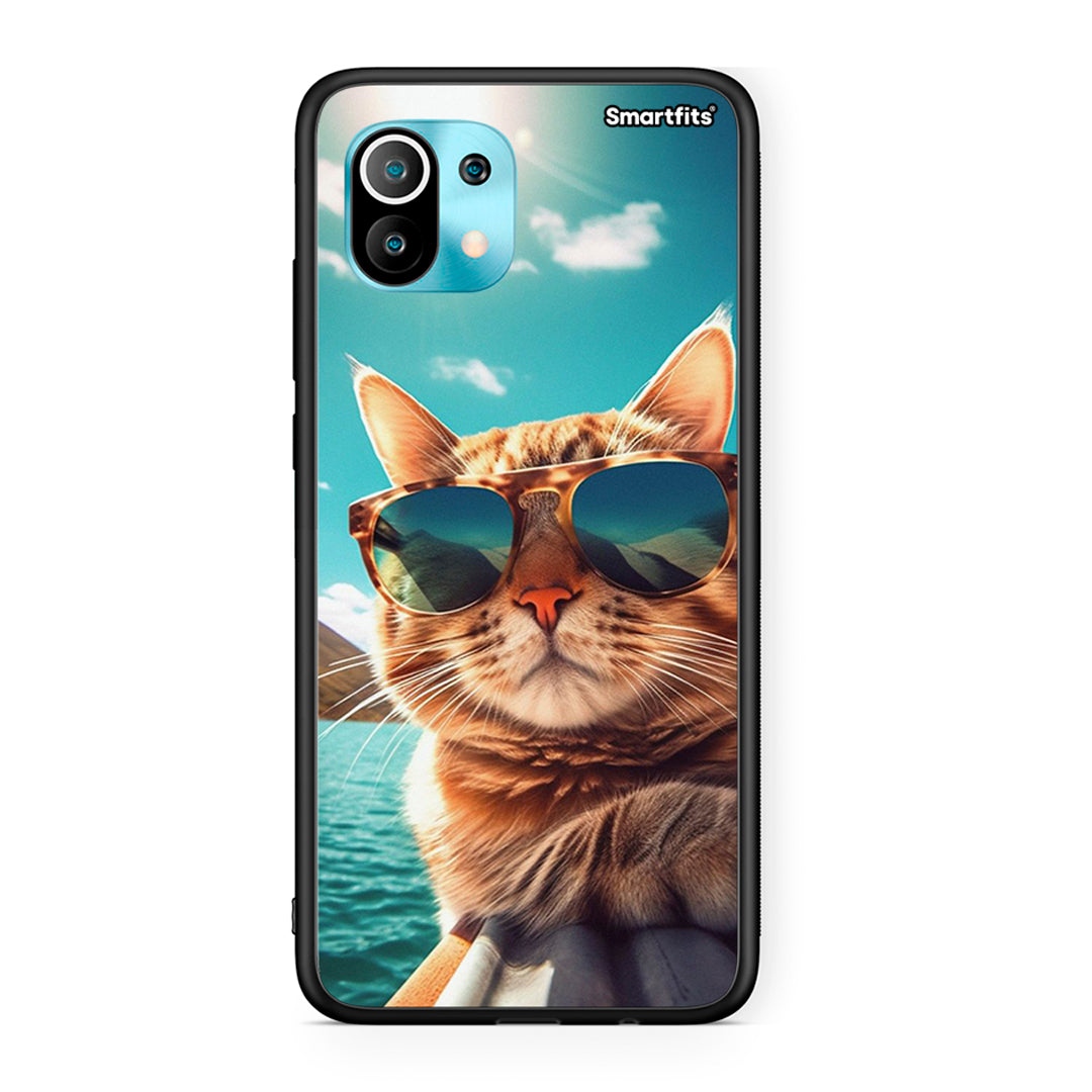 Xiaomi Mi 11 Summer Cat θήκη από τη Smartfits με σχέδιο στο πίσω μέρος και μαύρο περίβλημα | Smartphone case with colorful back and black bezels by Smartfits