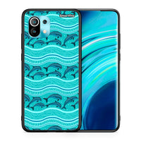 Thumbnail for Θήκη Xiaomi Mi 11 Swimming Dolphins από τη Smartfits με σχέδιο στο πίσω μέρος και μαύρο περίβλημα | Xiaomi Mi 11 Swimming Dolphins case with colorful back and black bezels