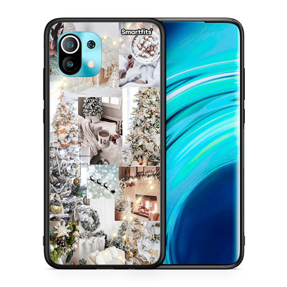 Θήκη Xiaomi Mi 11 White Christmas από τη Smartfits με σχέδιο στο πίσω μέρος και μαύρο περίβλημα | Xiaomi Mi 11 White Christmas case with colorful back and black bezels