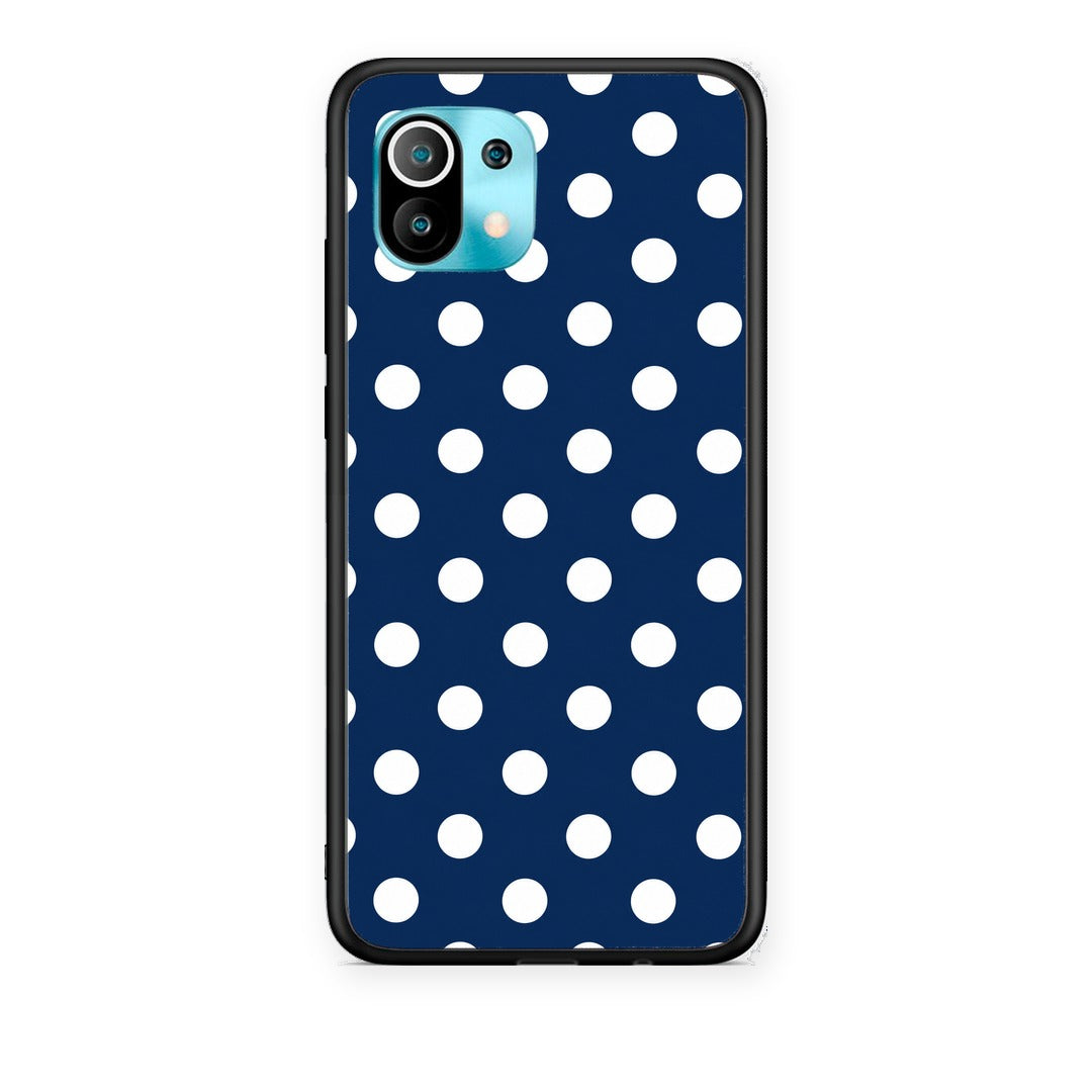 Θήκη Xiaomi Mi 11 / 11 Pro White Large Polka Dots on Navy από τη Smartfits με σχέδιο στο πίσω μέρος και μαύρο περίβλημα | Xiaomi Mi 11 / 11 Pro White Large Polka Dots on Navy case with colorful back and black bezels