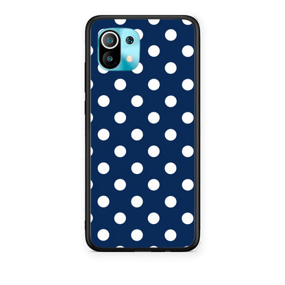 Θήκη Xiaomi Mi 11 / 11 Pro White Large Polka Dots on Navy από τη Smartfits με σχέδιο στο πίσω μέρος και μαύρο περίβλημα | Xiaomi Mi 11 / 11 Pro White Large Polka Dots on Navy case with colorful back and black bezels
