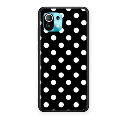 Θήκη Xiaomi Mi 11 / 11 Pro White Polka Dots on Black από τη Smartfits με σχέδιο στο πίσω μέρος και μαύρο περίβλημα | Xiaomi Mi 11 / 11 Pro White Polka Dots on Black case with colorful back and black bezels
