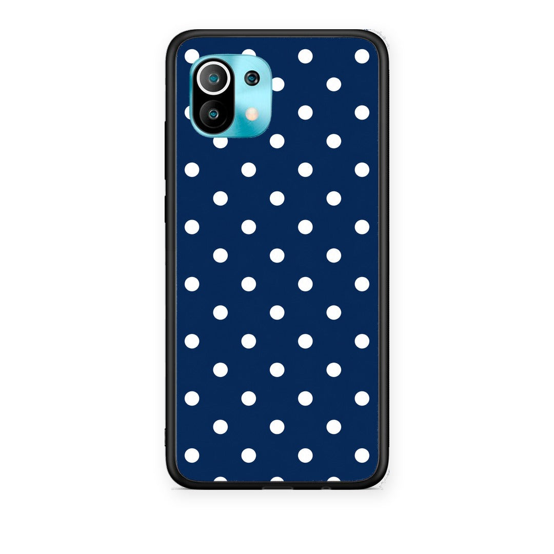 Θήκη Xiaomi Mi 11 / 11 Pro White Small Polka Dots on Navy από τη Smartfits με σχέδιο στο πίσω μέρος και μαύρο περίβλημα | Xiaomi Mi 11 / 11 Pro White Small Polka Dots on Navy case with colorful back and black bezels