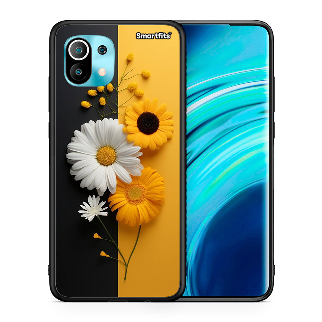 Θήκη Xiaomi Mi 11 Yellow Daisies από τη Smartfits με σχέδιο στο πίσω μέρος και μαύρο περίβλημα | Xiaomi Mi 11 Yellow Daisies case with colorful back and black bezels