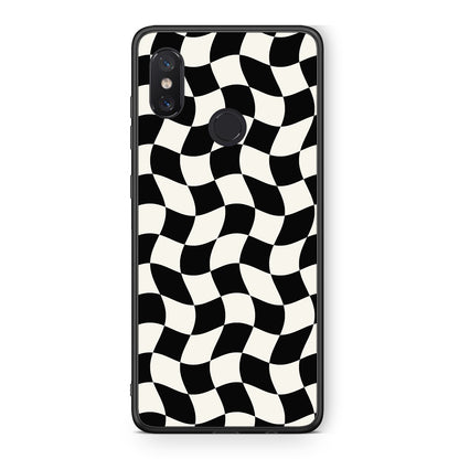 Θήκη Xiaomi Mi 8 Black and Cream Wavy Checkerboard από τη Smartfits με σχέδιο στο πίσω μέρος και μαύρο περίβλημα | Xiaomi Mi 8 Black and Cream Wavy Checkerboard case with colorful back and black bezels