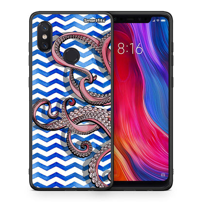 Θήκη Xiaomi Mi 8 Chevron Devilfish από τη Smartfits με σχέδιο στο πίσω μέρος και μαύρο περίβλημα | Xiaomi Mi 8 Chevron Devilfish case with colorful back and black bezels