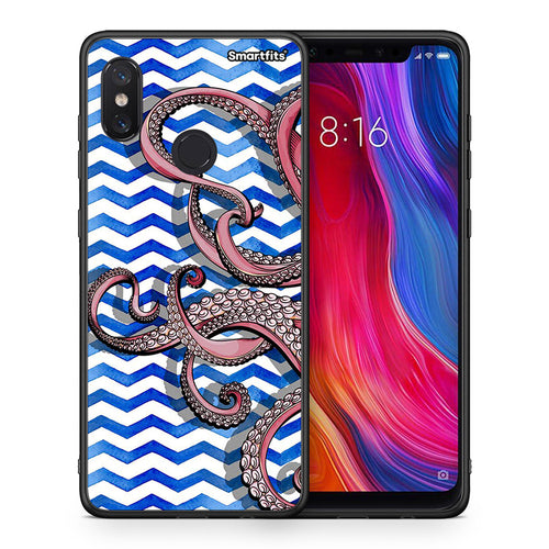 Θήκη Xiaomi Mi 8 Chevron Devilfish από τη Smartfits με σχέδιο στο πίσω μέρος και μαύρο περίβλημα | Xiaomi Mi 8 Chevron Devilfish case with colorful back and black bezels