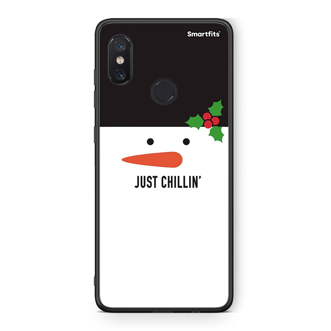Xiaomi Mi 8 Christmas Chillin θήκη από τη Smartfits με σχέδιο στο πίσω μέρος και μαύρο περίβλημα | Smartphone case with colorful back and black bezels by Smartfits