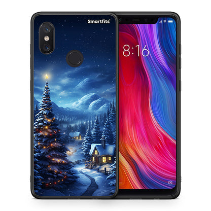 Θήκη Xiaomi Mi 8 Christmas Scenery από τη Smartfits με σχέδιο στο πίσω μέρος και μαύρο περίβλημα | Xiaomi Mi 8 Christmas Scenery case with colorful back and black bezels