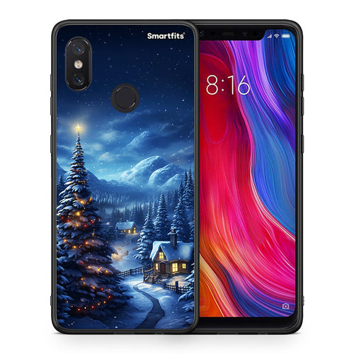 Θήκη Xiaomi Mi 8 Christmas Scenery από τη Smartfits με σχέδιο στο πίσω μέρος και μαύρο περίβλημα | Xiaomi Mi 8 Christmas Scenery case with colorful back and black bezels