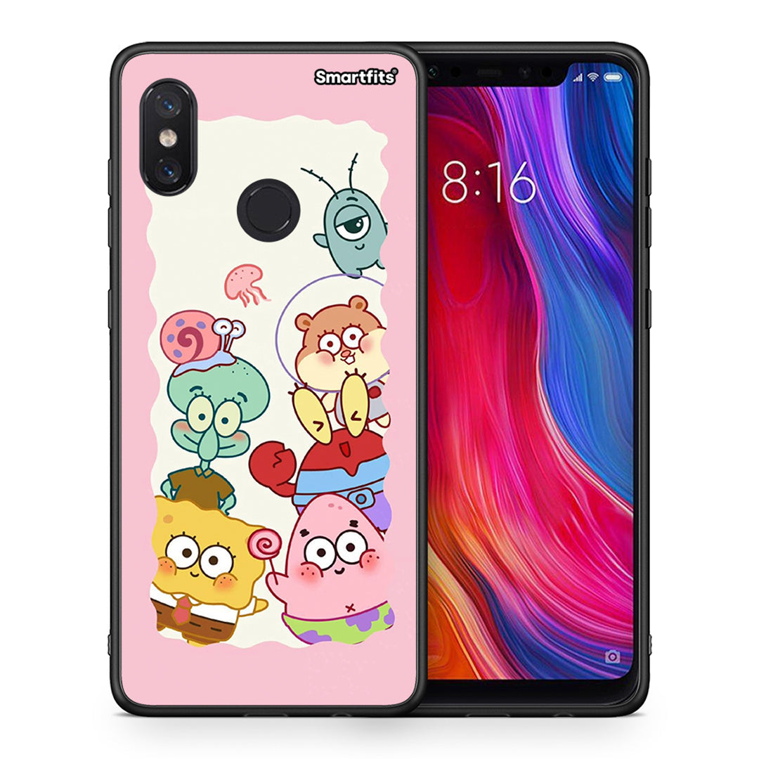 Θήκη Xiaomi Mi 8 Cute Companion από τη Smartfits με σχέδιο στο πίσω μέρος και μαύρο περίβλημα | Xiaomi Mi 8 Cute Companion case with colorful back and black bezels