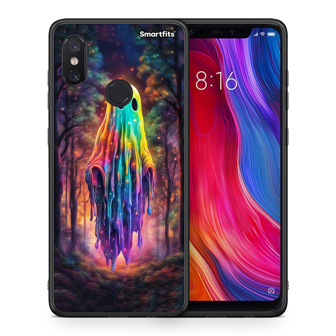 Θήκη Xiaomi Mi 8 Halloween Ghost από τη Smartfits με σχέδιο στο πίσω μέρος και μαύρο περίβλημα | Xiaomi Mi 8 Halloween Ghost case with colorful back and black bezels