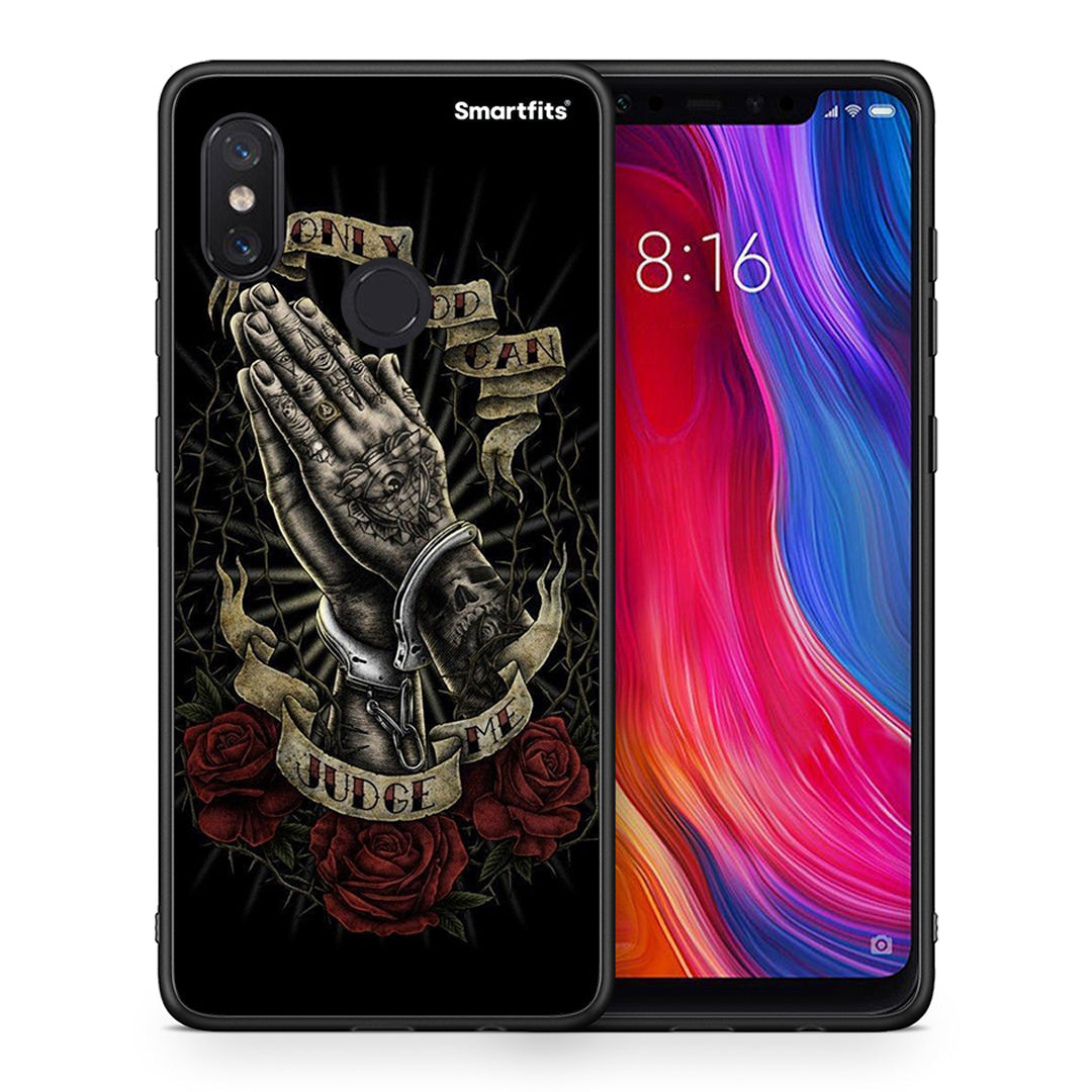 Θήκη Xiaomi Mi 8 Judge By God από τη Smartfits με σχέδιο στο πίσω μέρος και μαύρο περίβλημα | Xiaomi Mi 8 Judge By God case with colorful back and black bezels