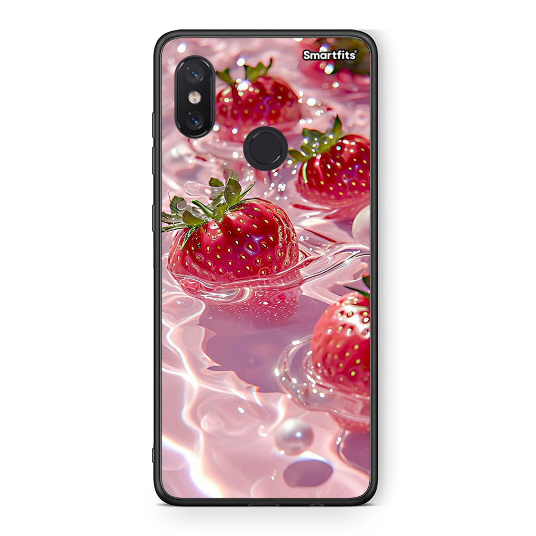 Xiaomi Mi 8 Juicy Strawberries θήκη από τη Smartfits με σχέδιο στο πίσω μέρος και μαύρο περίβλημα | Smartphone case with colorful back and black bezels by Smartfits