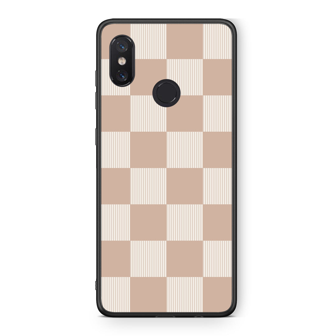 Θήκη Xiaomi Mi 8 Latte and Cream Striped Checks από τη Smartfits με σχέδιο στο πίσω μέρος και μαύρο περίβλημα | Xiaomi Mi 8 Latte and Cream Striped Checks case with colorful back and black bezels