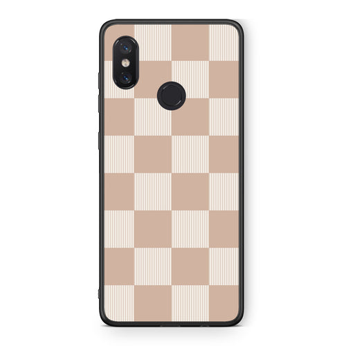 Θήκη Xiaomi Mi 8 Latte and Cream Striped Checks από τη Smartfits με σχέδιο στο πίσω μέρος και μαύρο περίβλημα | Xiaomi Mi 8 Latte and Cream Striped Checks case with colorful back and black bezels