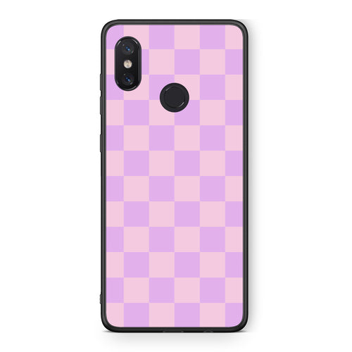 Θήκη Xiaomi Mi 8 Lavender and Pink Checkerboard από τη Smartfits με σχέδιο στο πίσω μέρος και μαύρο περίβλημα | Xiaomi Mi 8 Lavender and Pink Checkerboard case with colorful back and black bezels