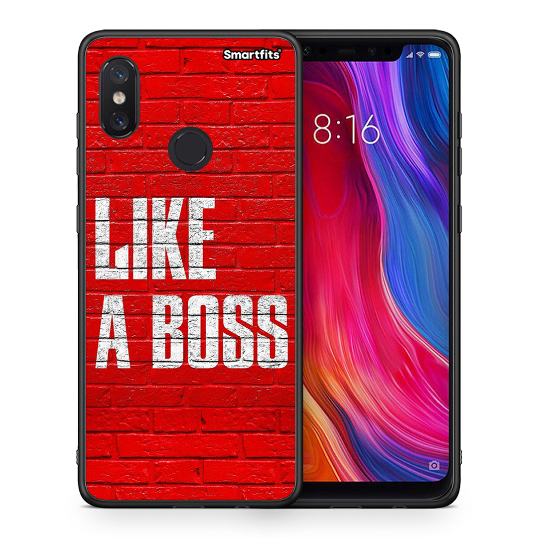 Θήκη Xiaomi Mi 8 Like A Boss από τη Smartfits με σχέδιο στο πίσω μέρος και μαύρο περίβλημα | Xiaomi Mi 8 Like A Boss case with colorful back and black bezels