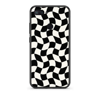 Θήκη Xiaomi Mi 8 Lite Black and Cream Wavy Checkerboard από τη Smartfits με σχέδιο στο πίσω μέρος και μαύρο περίβλημα | Xiaomi Mi 8 Lite Black and Cream Wavy Checkerboard case with colorful back and black bezels