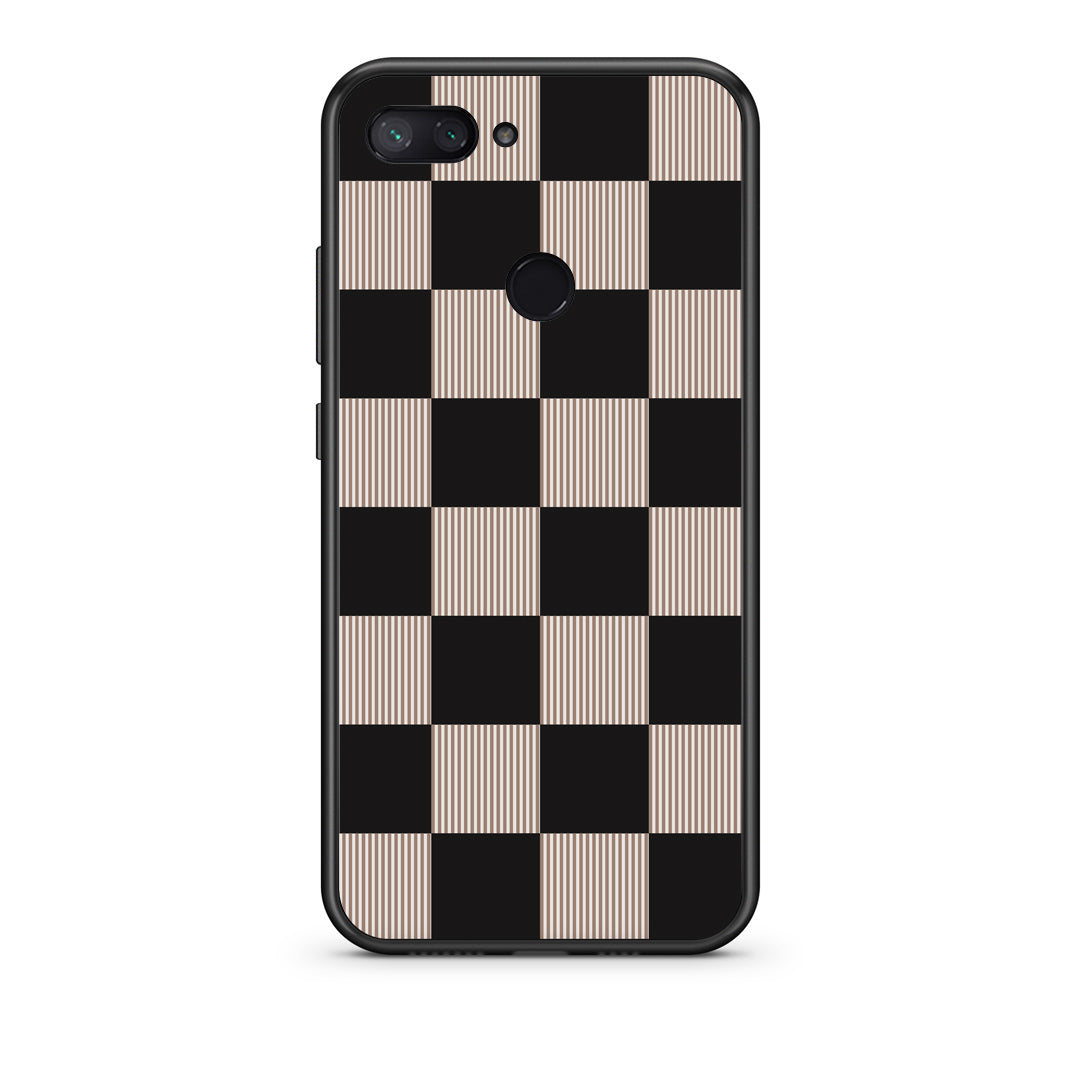 Θήκη Xiaomi Mi 8 Lite Black and Taupe Striped Checks από τη Smartfits με σχέδιο στο πίσω μέρος και μαύρο περίβλημα | Xiaomi Mi 8 Lite Black and Taupe Striped Checks case with colorful back and black bezels