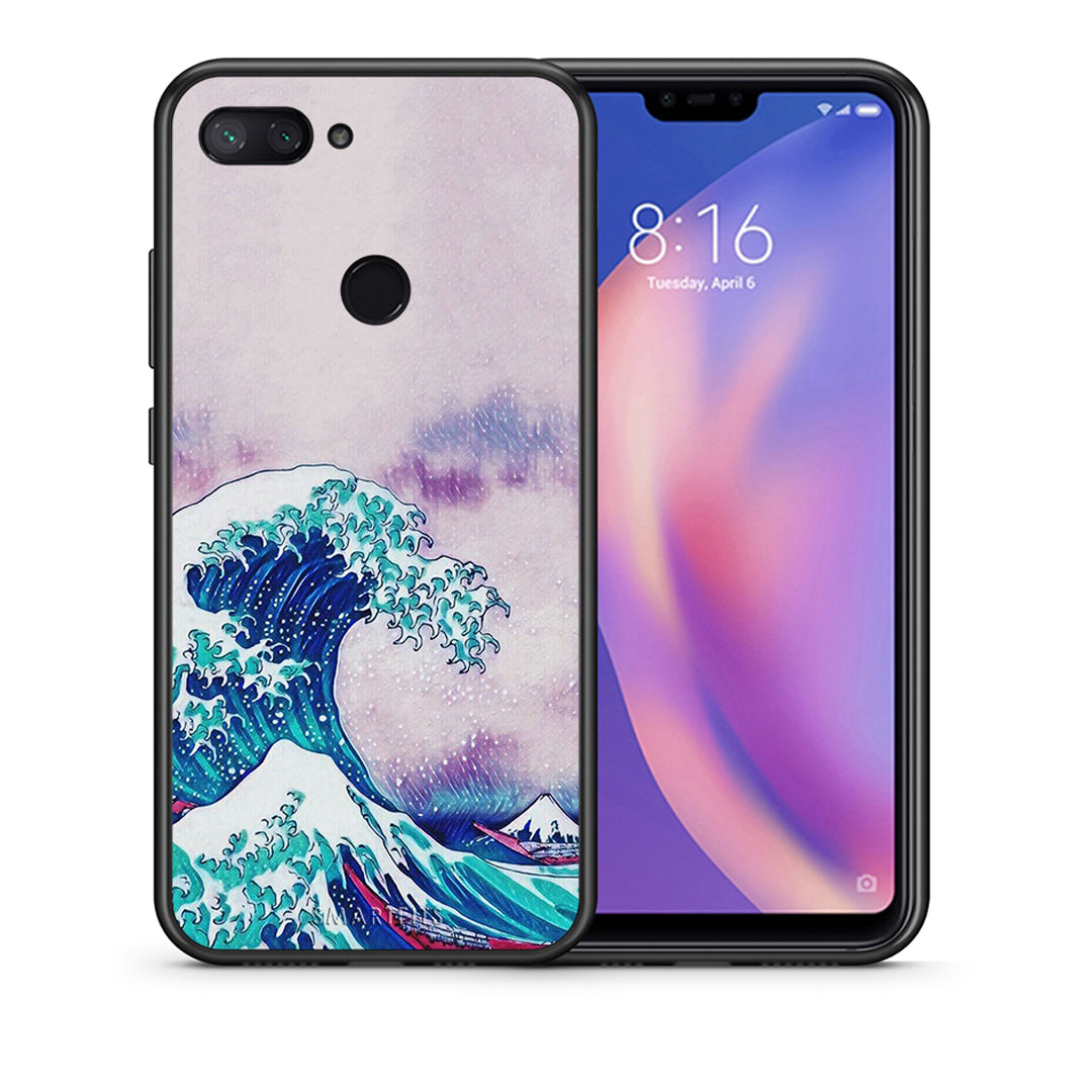 Θήκη Xiaomi Mi 8 Lite Blue Waves από τη Smartfits με σχέδιο στο πίσω μέρος και μαύρο περίβλημα | Xiaomi Mi 8 Lite Blue Waves case with colorful back and black bezels