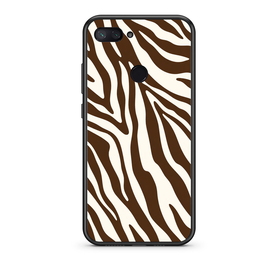 Θήκη Xiaomi Mi 8 Lite Brown and Cream Zebra Stripes από τη Smartfits με σχέδιο στο πίσω μέρος και μαύρο περίβλημα | Xiaomi Mi 8 Lite Brown and Cream Zebra Stripes case with colorful back and black bezels