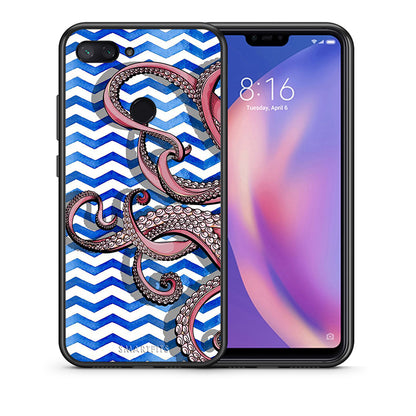 Θήκη Xiaomi Mi 8 Lite Chevron Devilfish από τη Smartfits με σχέδιο στο πίσω μέρος και μαύρο περίβλημα | Xiaomi Mi 8 Lite Chevron Devilfish case with colorful back and black bezels